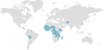 Mapa mundial Países em desenvolvimento altamente endividados