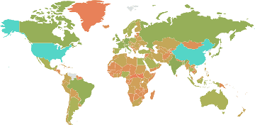 Mapa de países por produto interno bruto
