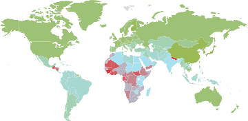 Distribuição do QI no mapa mundial