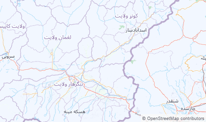 Mapa da Afeganistão Leste