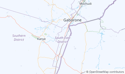 Mapa da Botsuana Sudeste