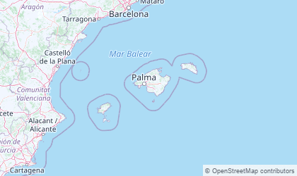 Mapa da Ilhas Baleares