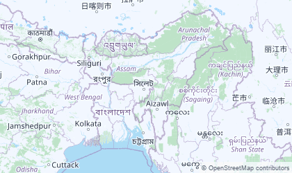 Mapa da Índia Nordeste